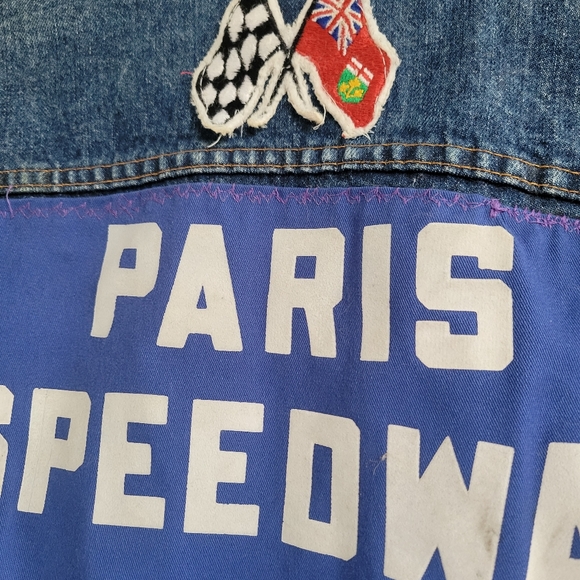 Vintage custom folk art levis denim jacket motorcycle patches paris ontario mens - Picture 9 of 9